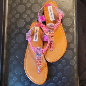 Steve Madden Girls Size 3 Rhinestone Embellished Ankle Strap Sandals ~ Pink